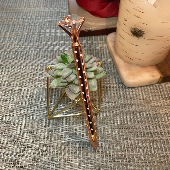 #60 NWT Rose Gold Polka Dot Pen with Diamond Jewel Top - Picture 5 of 16